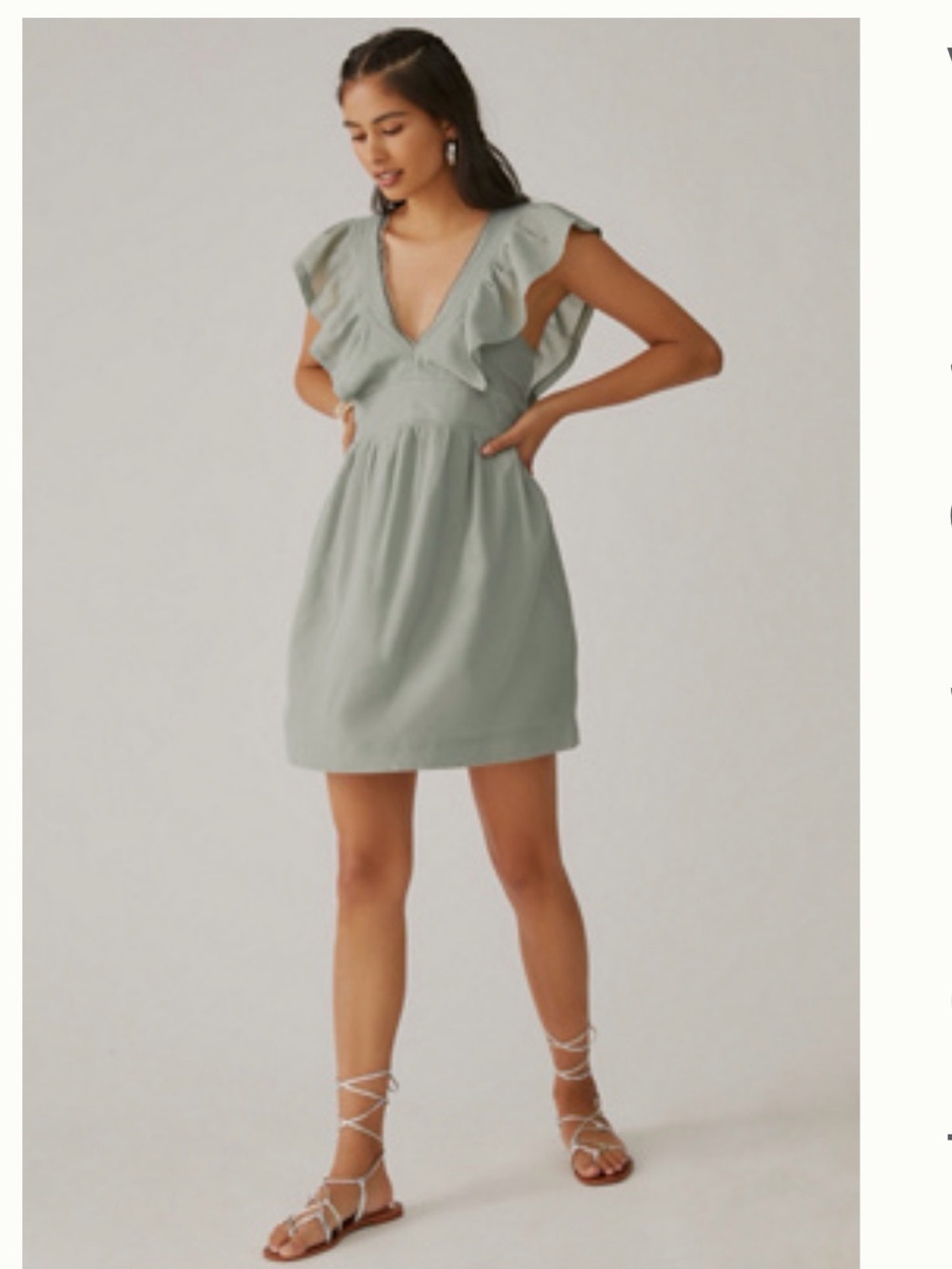 Anthropologie V-neck plunge ruffle mini dress